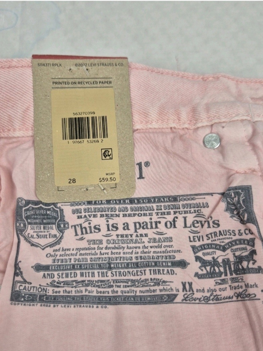 Levi's 501 Denim Shorts Womens Size 28 Pink Button Fly High Rise Cotton 28 - Picture 6 of 10